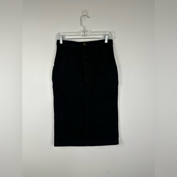 FRAME The High Waisted Seamed Black Denim Midi Skirt Women’s Sz 27 - Picture 9 of 9